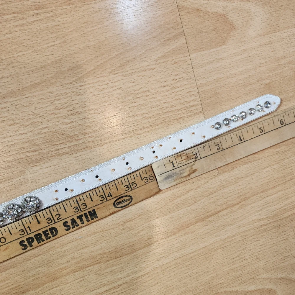 Off White Rhinestone Bling Belt 42
